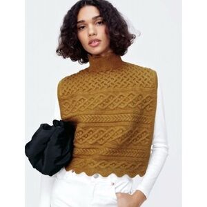 Zara Turtleneck Cape Sweater Vest High Ribbed Neck Sz.M